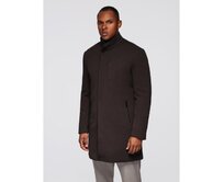 Strukturovaný pánský kabát s vysokým límcem – tmavě hnědý V5 OM-COWC-0136 Hnědá, S