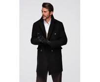 Pánský dvouřadový kabát s ozdobnými knoflíky – černý V2 OM-COWC-0137 Černá, L