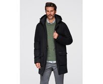 Elegantní pánská parka s kapsami a kapucí – černá V1 OM-JAPJ-0287 Černá, S