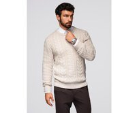 Elegantní pánský svetr se zajímavou vazbou – ecru V1 OM-SWSW-0173 Béžová, L