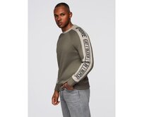 Pánská mikina s kontrastními pruhy a raglánovými rukávy – olivová V1 OM-SSNZ-0200 Olivová, S