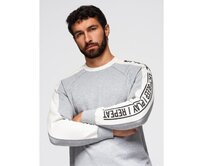 Pánská mikina s kontrastními pruhy a raglánovými rukávy – šedá melírovaná V2 OM-SSNZ-0200 Šedá, S