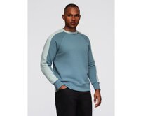 Pánská mikina s kontrastními pruhy a raglánovými rukávy – bělená tyrkysová V4 OM-SSNZ-0200 Tyrkysová, S