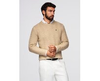 Pánský svetr se zigzagovým vzorem – pískový V1 OM-SWSW-0147 Písková, S