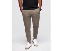 Pánské tepláky s žebrovanými nohavicemi a gumovým potiskem – popelavě šedé V3 OM-PASK-0223 Šedá, S