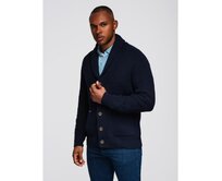 Pánský bavlněný svetr s šálovým límcem – tmavě modrý V1 OM-SWCD-0153 Námořnická modrá, M