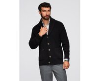 Pánský bavlněný svetr s šálovým límcem – černý V4 OM-SWCD-0153 Černá, M