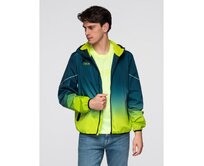 Pánská sportovní bunda s ombré efektem, reflexními prvky a fleecovou podšívkou – tyrkysová a limetkově zelená V1 C641 Tyrkysová, S