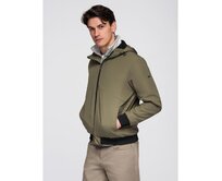 Pánská lehká bunda s kapucí a síťovanou podšívkou – olivová V2 C640 Olivová, S