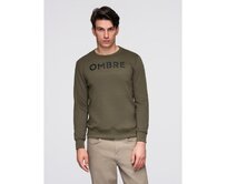 Klasická pánská mikina s nápisem – tmavě olivová V2 B1711 Olivová, S