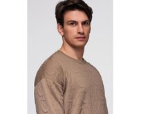 Pánská mikina RELAXED FIT s reliéfními písmeny – hnědá V3 B1712 Hnědá, S