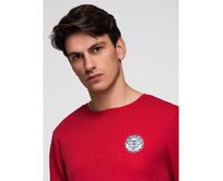 Pánská mikina bez streče s kulatým výstřihem a nášivkou – červená V1 B1713 Červená, S