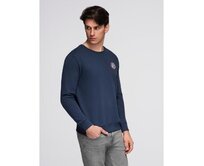 Pánská mikina s kulatým výstřihem a nášivkou – tmavě modrá V2 B1713 Námořnická modrá, S