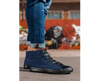 Pánské tenisky z kombinovaných materiálů – tmavě modré V3 OM-FOTH-0143 Námořnická modrá, 40