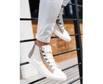 Pánské tenisky s kontrastními prvky – bílé V1 OM-FOTH-0140 Bílá, 40