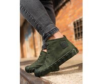 Pánské vysoké tenisky s ozdobnou vlnitou podrážkou – olivové V3 OM-FOTH-0126 Olivová, 40