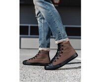 Pánské tenisky z kombinovaných materiálů - hnědé V6 OM-FOTH-0143 Hnědá, 41