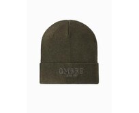 Pánská pletená čepice s vyšívaným nápisem – olivová V5 OM-ACWH-0120 Olivová, Univerzální