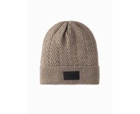 Pánská pletená čepice s nášivkou – popelová V6 OM-ACWH-0122 Šedá, Univerzální