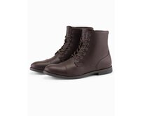 Pánské boty z ekologické kůže s izolovaným vysokým svrškem – tmavě hnědé V2 OM-FOBO-0172 (HNĚDÉ) Hnědá, 40