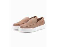 Pánské nazouvací polobotky na silné podrážce – světle hnědé V3 OM-FOCS-0152 Hnědá, 44