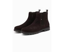 Pánské semišové slip-on boty s vysokým svrškem – tmavě hnědé V2 OM-FOBO-0173 Hnědá, 40