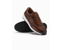 Pánské sportovní boty z eko kůže - hnědé V1 OM-FOSL-0181 Hnědá, 40