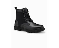 Pánské vysoké trapery z kombinovaných materiálů – černé V1 OM-FOBO-0174 Černá, 40