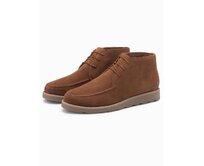 Pánské semišové kotníkové boty s tlustou podrážkou - hnědé V2 OM-FOCS-0164 Hnědá, 40