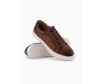 Pánské tenisky z ekologické kůže – hnědé V1 OM-FOCS-0179 Hnědá, 40