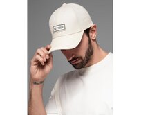 Pánská baseballová čepice s kšiltem a nášivkou – krémová V4 OM-ACCS-0103 Krémová, Univerzální