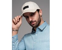 Pánská baseballová čepice s kšiltem a obdélníkovou nášivkou – krémová V2 OM-ACCS-0104 Krémová, Univerzální