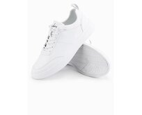 Pánské jednobarevné sportovní boty s prošíváním – bílé V1 OM-FOCS-0159 Bílá, 40