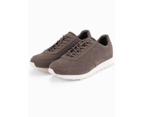 Pánské sportovní boty z ekologické kůže se semišovým povrchem – tmavě hnědé V2 OM-FOCS-0161 Hnědá, 40