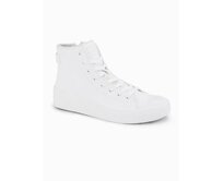 Pánské vysoké tenisky se zipem pro snadné obouvání – bílé V2 OM-FOTH-0184 Bílá, 40