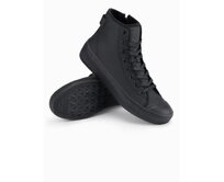 Pánské vysoké tenisky se zipem pro snadné obouvání – černé V1 OM-FOTH-0184 Černá, 40