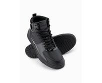 Pánské vysoké tenisky s lesklými prvky – černé V1 OM-FOSH-0178 Černá, 40