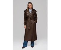 Dámský kabát LARICA s páskem OW-COLC-0101 v2 – hnědý Hnědá, S