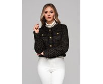 Dámská bunda s vlnou a flitry OW-BLZB-0101 v1 – černá Černá, M