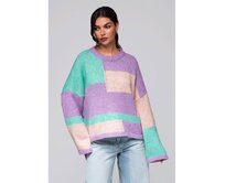 Dámský svetr LW-SWSW-0108 - lila/mátový Fialová, Univerzální