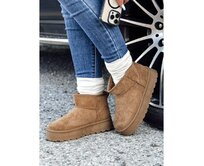 Dámské sněhové boty na platformě béžové Khaki, 39