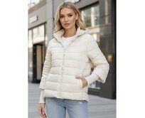 Dámská prošívaná bunda s kapucí, bílá Bílá, S