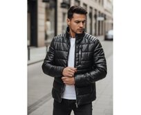 Pánská koženková zateplená bunda černá Černá, M