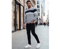 Pánský svetr šedý Světle šedá, M