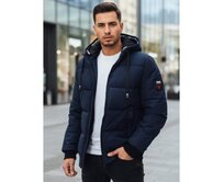 Pánská zimní bunda s kapucí, tmavě modrá Námořnická modrá, S