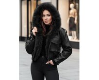 Dámská koženková bunda s kožešinou SOFTREBEL černá Černá, S/M