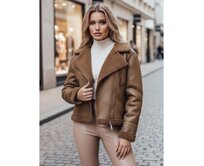 Dámská bunda SOFTSTILL ze semiše s kožešinou, kamelová Karamelová, S