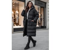 Dámská oversize zimní bunda s kapucí ANNIKA černá Černá, Univerzální