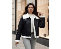 Dámská koženková bunda s kožešinou FURBLAZE TY4730z Černá, S