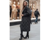 Dámský prošívaný dlouhý kabát TRENDIFY černý Černá, S